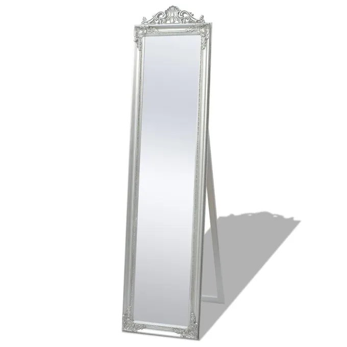 Fristående spegel i barockstil 160x40 cm silver