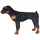 Stående leksakshund rottweiler plysch svart och brun XXL