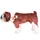 Stående leksakshund bulldog plysch vit och brun XXL