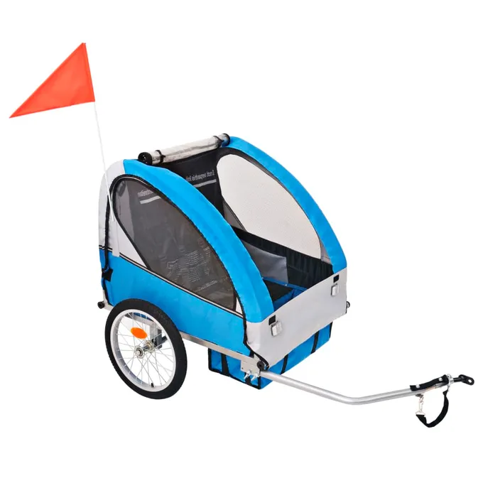 Cykelvagn för barn grå och blå 30 kg
