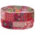 Produktbild 4 för Sittpuff med lappmönster rund bomull handgjord 40x20 cm rosa