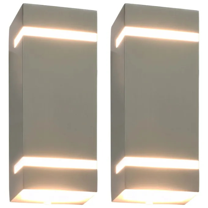 Utomhusvägglampa 2 st 35 W silver rektangulär