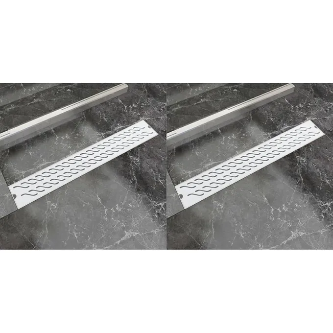 Avlång golvbrunn 2 st vågig rostfritt stål 730x140 mm