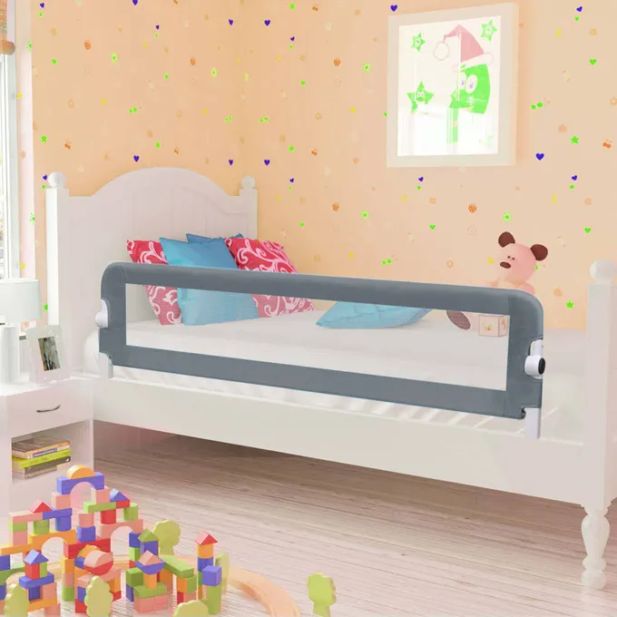 Sängskena för barn grå 150x42 cm polyester