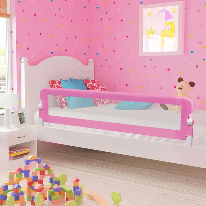 Sängskena för barn rosa 180x42 cm polyester