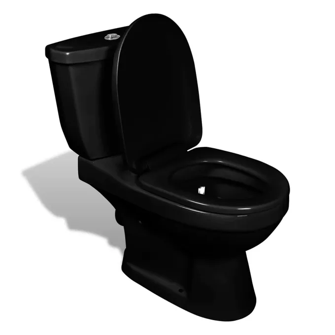 Toalettstol med cistern svart