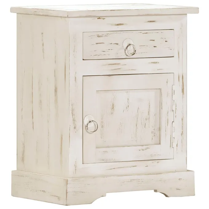 Sängbord vit 40x30x50 cm massivt mangoträ