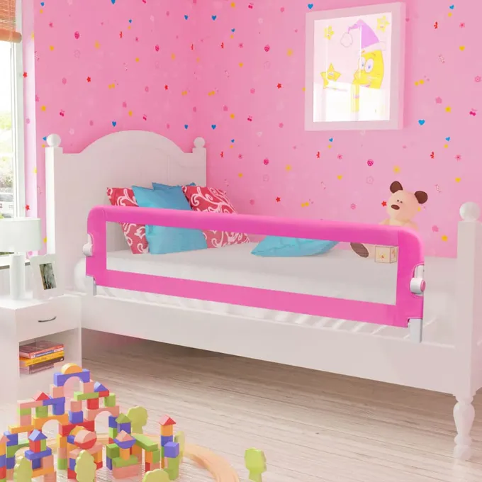 Sängskena för barn 2 st rosa 150x42 cm