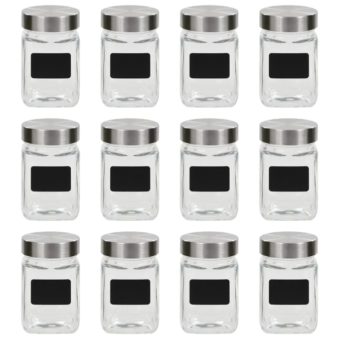 Förvaringsburkar i glas med etiketter 12 st 300 ml