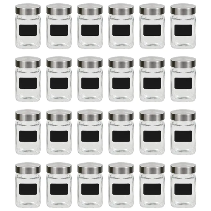 Förvaringsburkar i glas med etiketter 24 st 300 ml