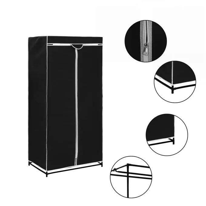 Garderob svart 75x50x160 cm