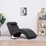 Massageschäslong med kudde svart konstläder