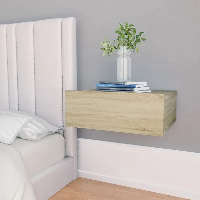 Svävande sängbord 2 st sonoma-ek 40x30x15 cm konstruerat trä