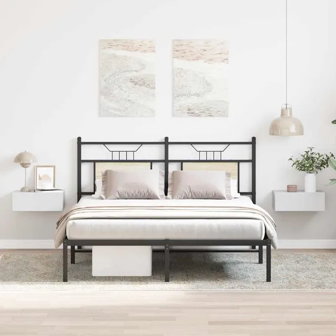 Svävande sängbord 2 st vit högglans 40x30x15 cm konstruerat trä