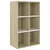 Produktbild 2 för Bokhylla/skänk vit och sonoma-ek 66x30x98 cm konstruerat trä