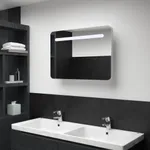 Badrumsskåp med spegel LED 80x9,5x55 cm  