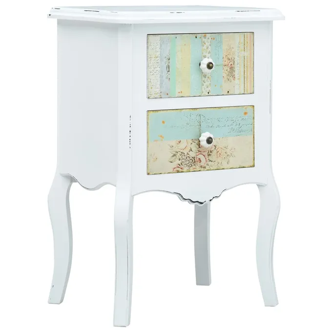 Sängbord vit och brun 43x32x65 cm MDF
