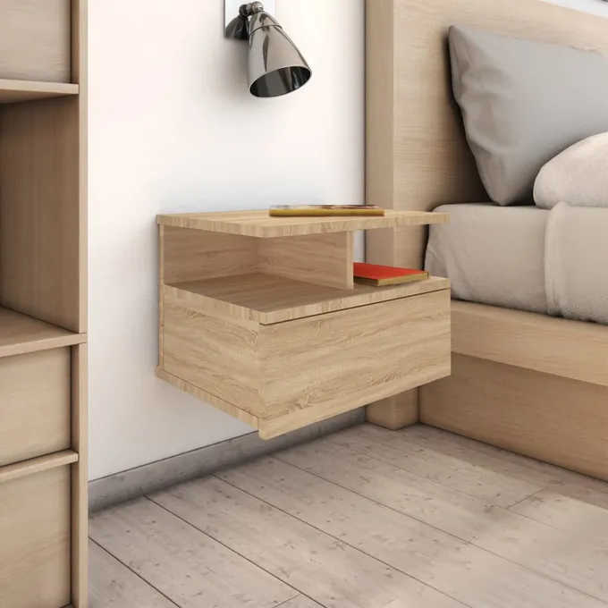 Svävande sängbord sonoma-ek 40x31x27 cm konstruerat trä