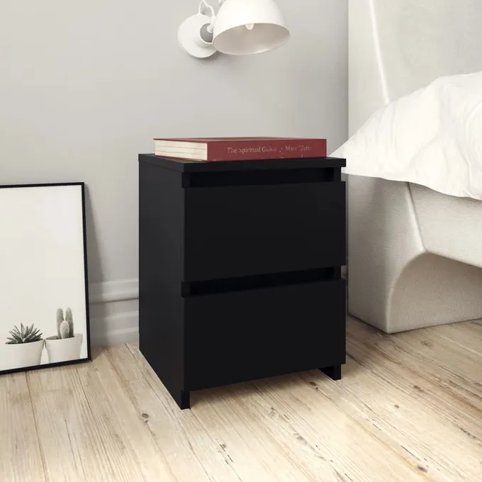 Sängbord 2 st svart 30x30x40 cm konstruerat trä