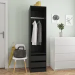 Garderob med lådor svart 50x50x200 cm konstruerat trä