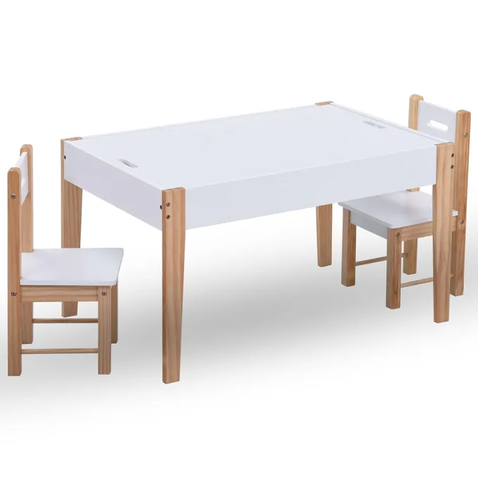 Matbord och stolar för barn 3 delar griffeltavla svart och vit