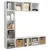 Produktbild 3 för Bokhylla/TV-bänk 3 delar set vit högglans 180x30x180 cm