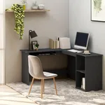 Skrivbord L-format grå 120x140x75 cm konstruerat trä