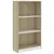 Produktbild 2 för Bokhylla 3 hyllor vit & sonoma-ek 60x24x109 cm konstruerat trä