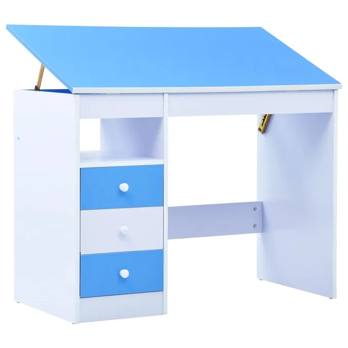 Skrivbord för barn lutbart blå och vit