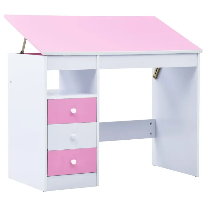 Skrivbord för barn lutbart rosa och vit