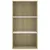 Produktbild 4 för Bokhylla 3 hyllor vit och sonoma-ek 60x30x114cm konstruerat trä