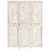 Produktbild 6 för Rumsavdelare 3 paneler handsnidad vit 120x165 cm mangoträ