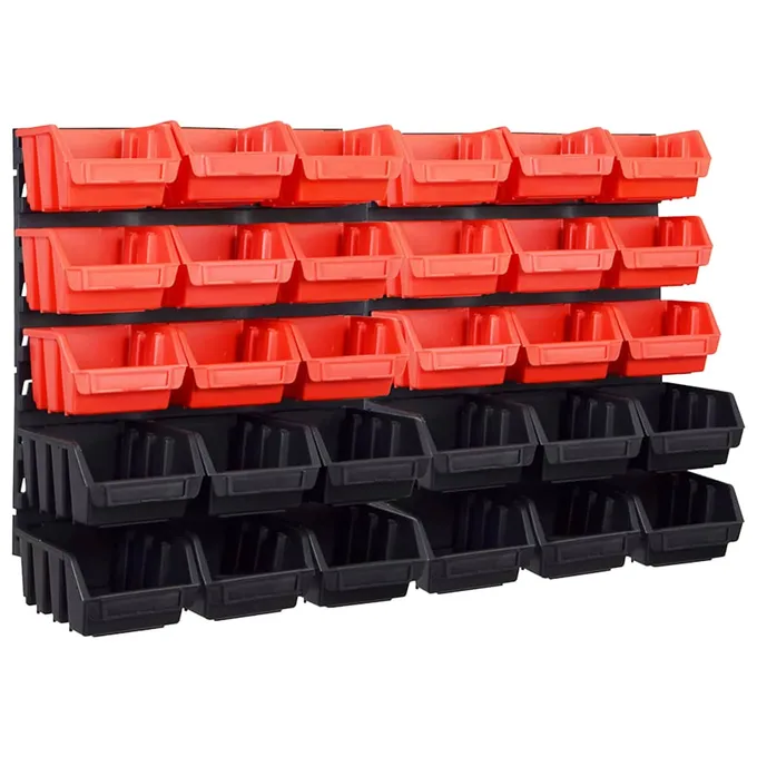 Sortimentlådsats med väggpaneler 32 delar röd och svart