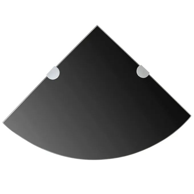 Hörnhyllor 2 st kromade hyllkonsoler glas svart 25x25 cm