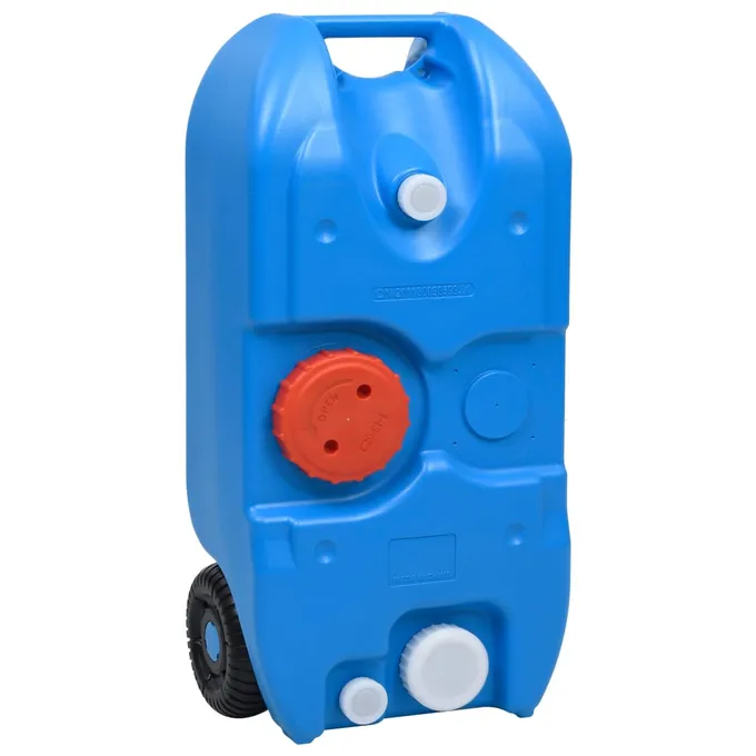 Vattentank med hjul för camping 40 L blå