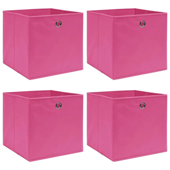 Förvaringslådor 4 st rosa 32x32x32 cm tyg