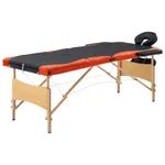 Hopfällbar massagebänk 3 sektioner trä svart och orange