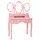 Sminkbord med pall och 3 speglar rosa
