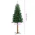 Produktbild 6 för Smal plastgran med äkta trä och kottar grön 180 cm PVC