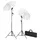 Fotostudio med bakgrunder, lampor och paraplyer