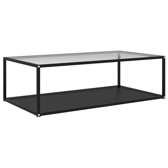 Soffbord transparent och svart 120x60x35 cm härdat glas