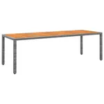 Trädgårdsbord grå 250x100x75 cm konstrotting & akaciaträ