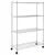 Produktbild 2 för Förvaringshylla med hjul 4 hyllplan 90x35x142 cm krom 200 kg