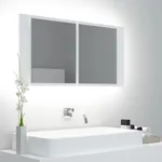 Spegelskåp med LED vit 90x12x45 cm akryl
