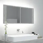 Spegelskåp med LED betonggrå 100x12x45 cm akryl
