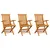Produktbild 6 för Trädgårdsstolar med beige dynor 3 st massiv teak