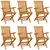Produktbild 3 för Trädgårdsstolar med beige dynor 6 st massiv teak