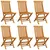Produktbild 3 för Trädgårdsstolar med beige dynor 6 st massiv teak