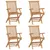 Produktbild 8 för Trädgårdsstolar med beige dynor 4 st massiv teak
