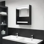 Spegelskåp med LED svart 50x14x60 cm